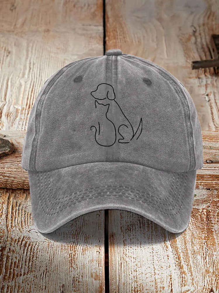 Comstylish Unisex Casual Pet Dog And Cat Print Washed Hat