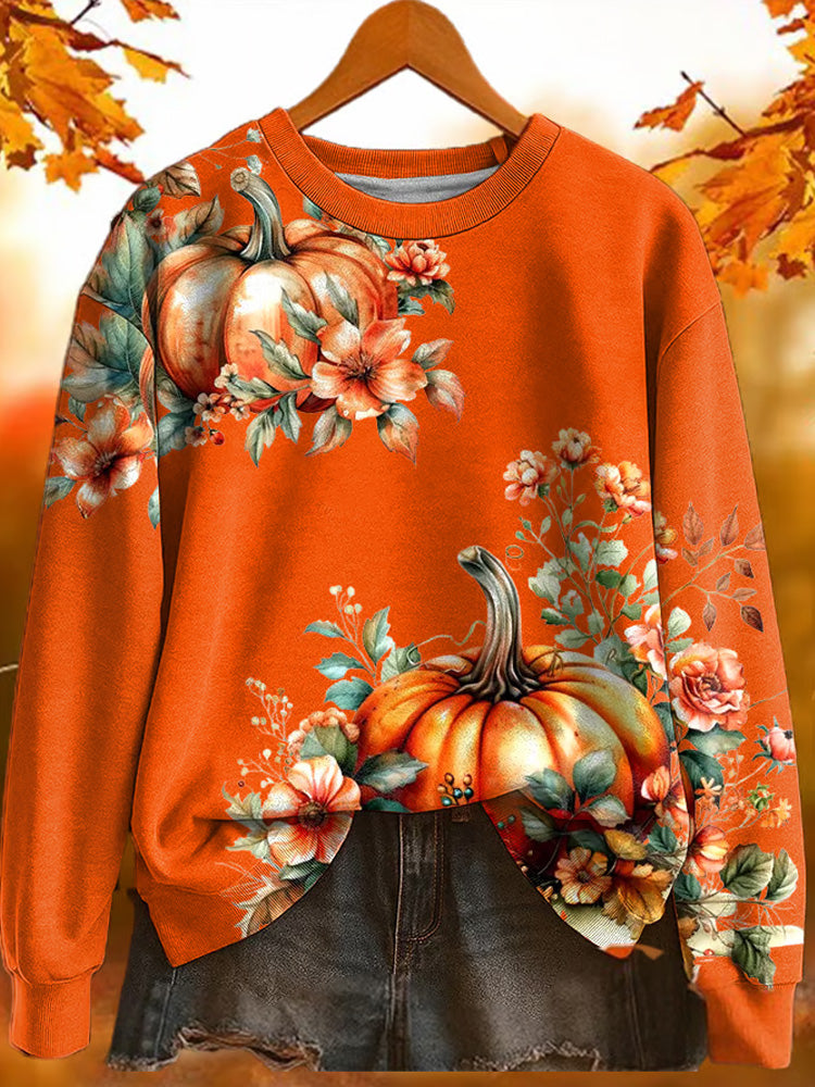 Women's Autumn Print Crew Neck Sweatshirt artswardrobe