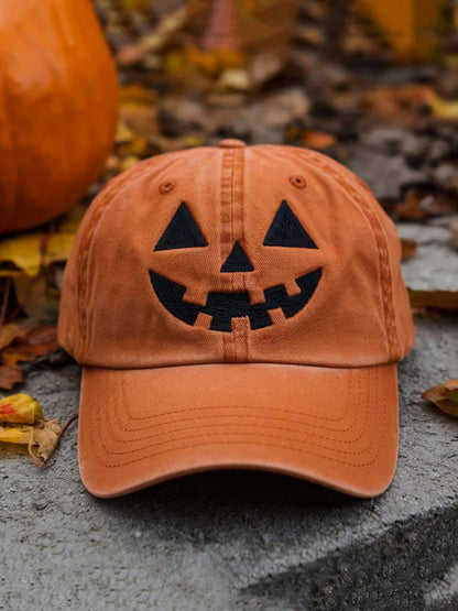 Autumn Halloween Ghost Smiling Face Printed Baseball Cap artswardrobe