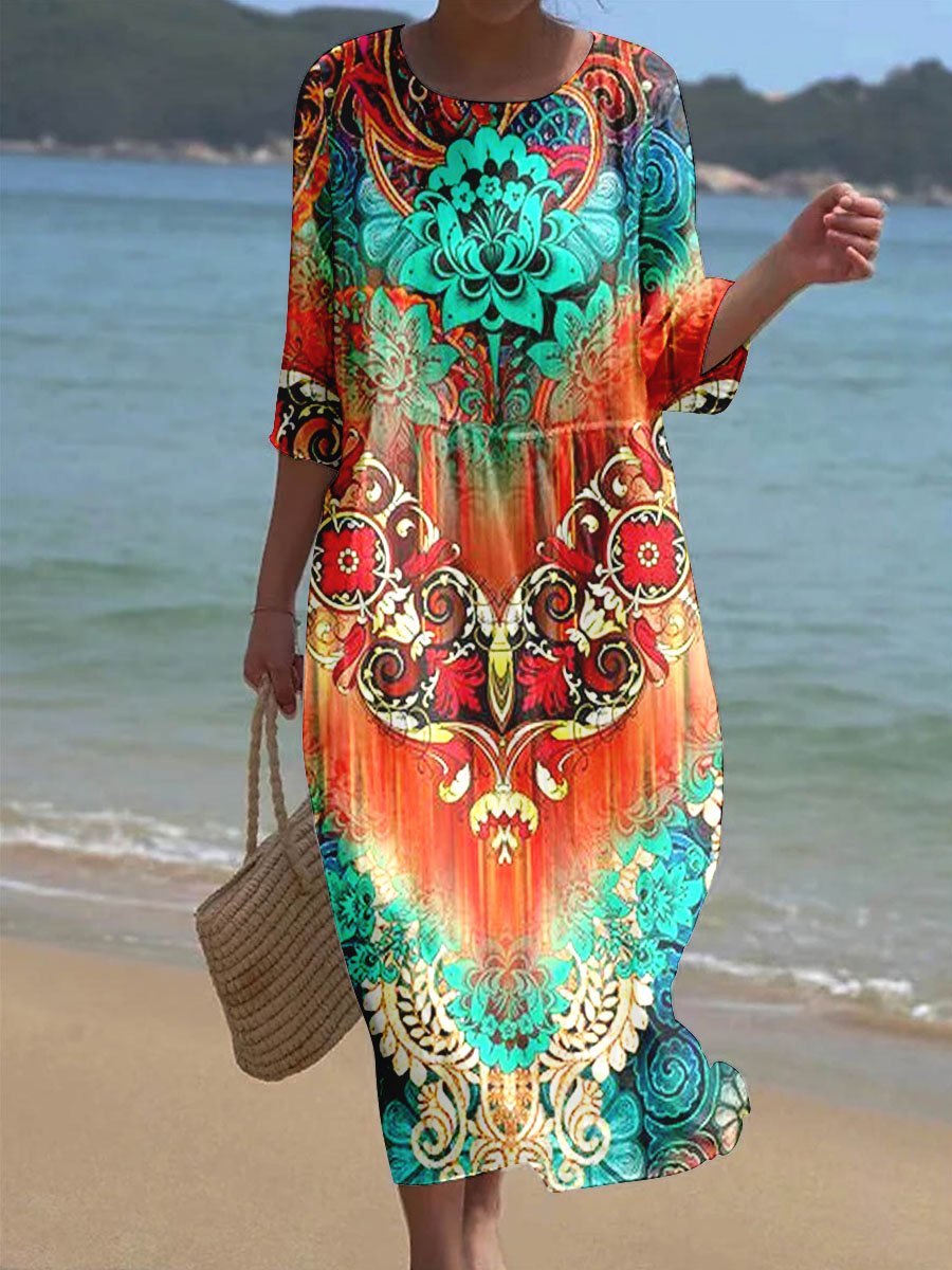 Women's Floral Pattern Art Print Comfort Casual Dress