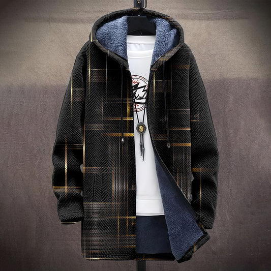 Men'S Retro Abstract Geometric Pattern Plush Cardigan Jacket elevenforest