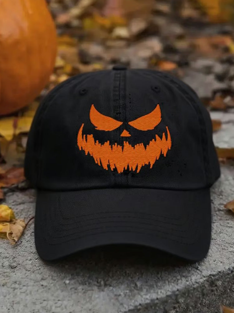 Autumn Halloween Ghost Smiling Face Printed Baseball Cap artswardrobe