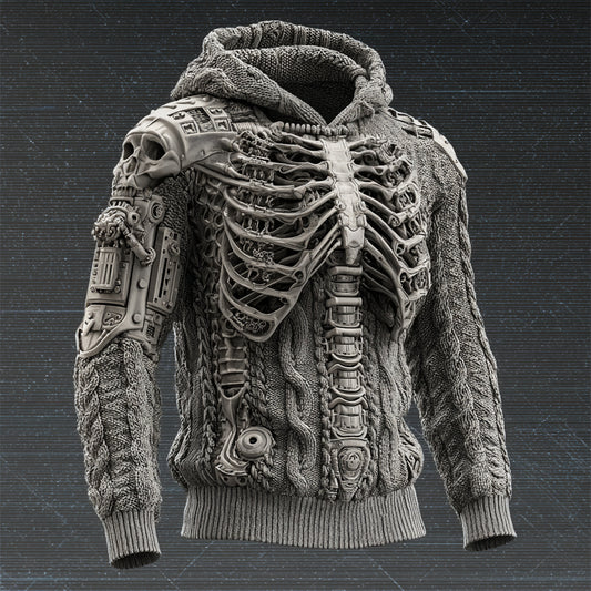 Futuristic Bionic Mechanical Frame Men's Hooded Sweater artswardrobe