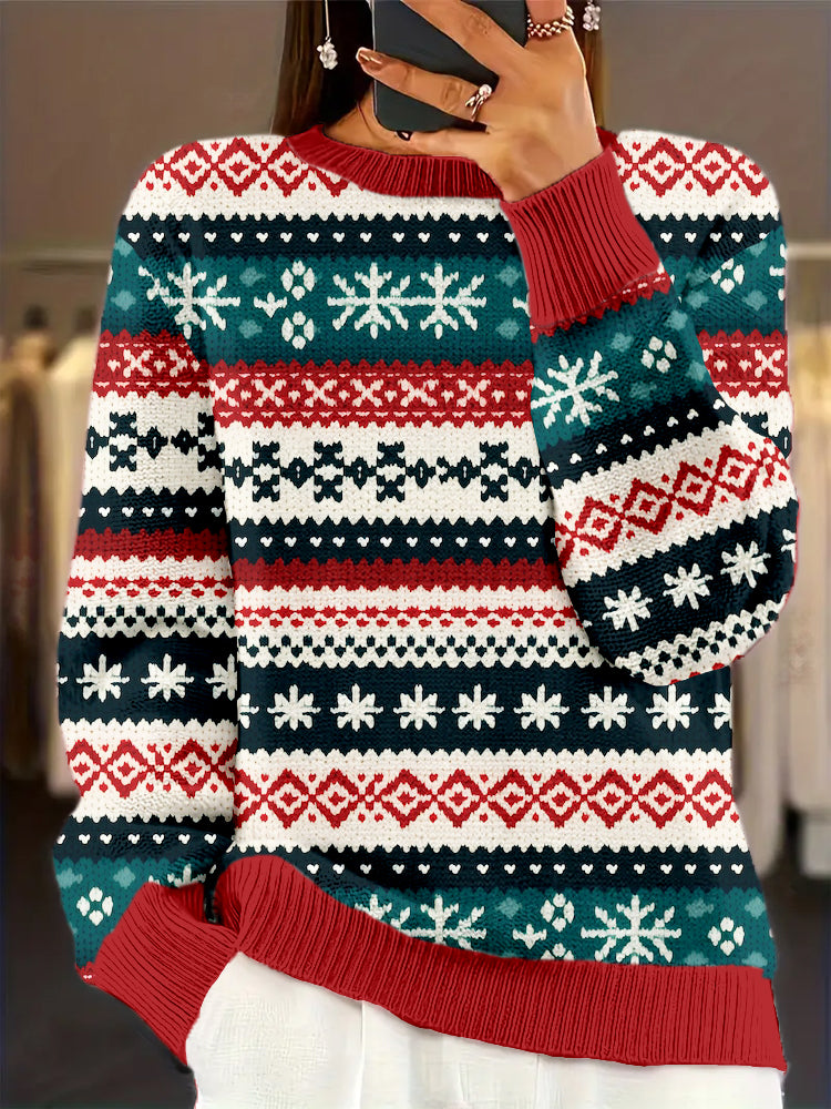Vintage Christmas Knitted Pattern Cozy Sweater artswardrobe