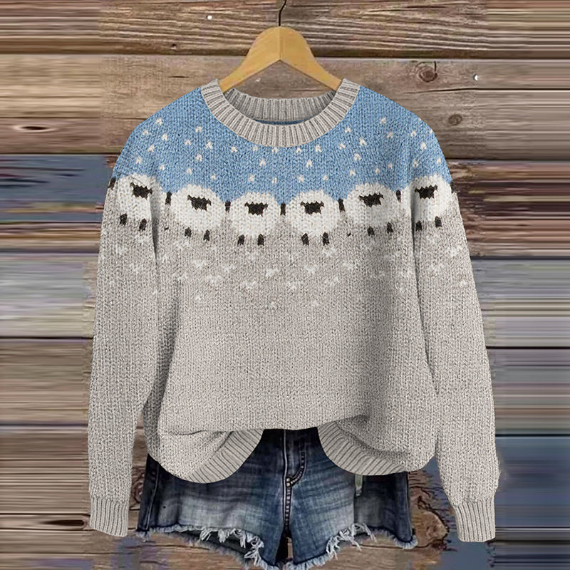 Vintage Sheep Art Knitted Cozy Cardigan elevenforest