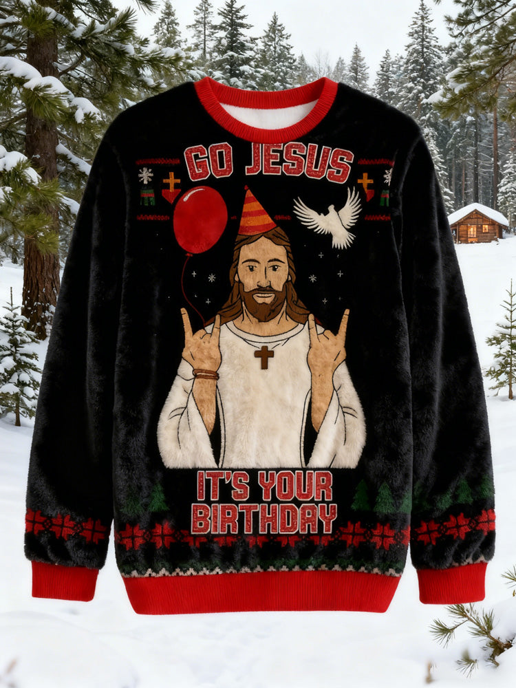 Comstylish Go Biblical Figure It's Your Birthday Christmas Ugly Sweatshirt