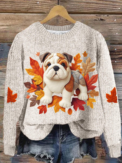 Comstylish Women's Pug Maple Leaf Sweatshirt