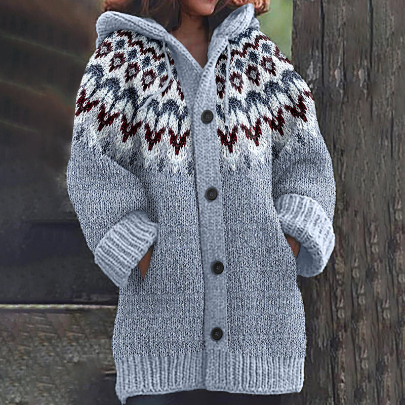 Women's Tribal Color Block Geometric Art Cozy Sweater artswardrobe