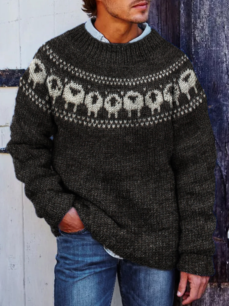 Men's Vintage Sheep Yoke Cozy Knit Isle Sweater elevenforest