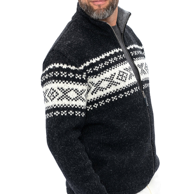 Minimalist Geometric Knitted Men's Zipper Sweater elevenforest