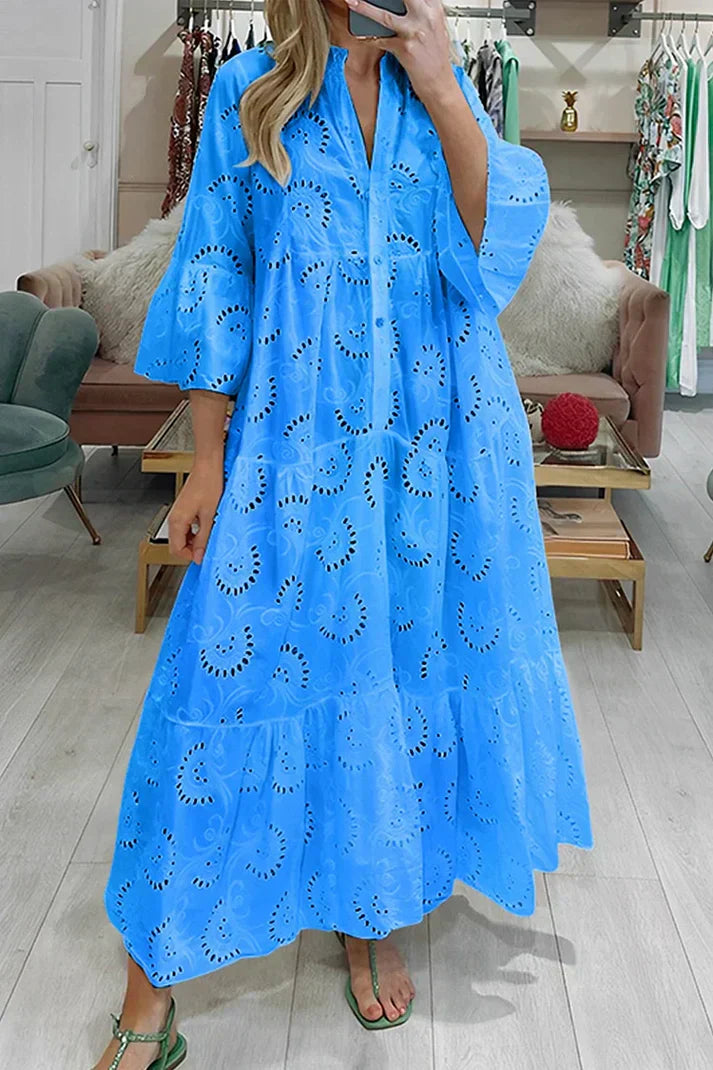 ER | Abito elegante con occhielli ricamati
