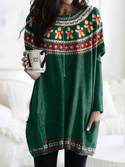 Christmas Gingerbread Pattern Cozy Long T-Shirt elevenforest