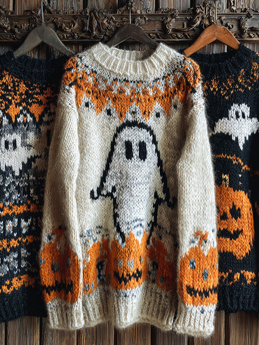 Halloween Pumpkin Lights & Spooky Men's Icelandic Sweater elevenforest