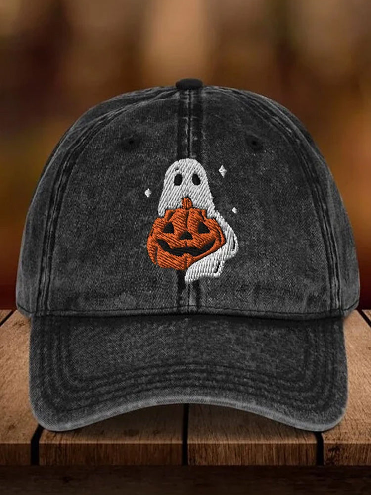 Halloween Ghost Pumpkin Retro Baseball Hat artswardrobe