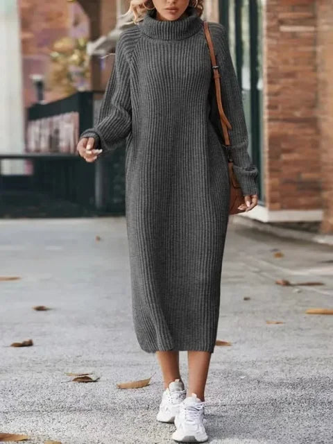 Cassandra® | Knitted sweater dress for women with high collar
