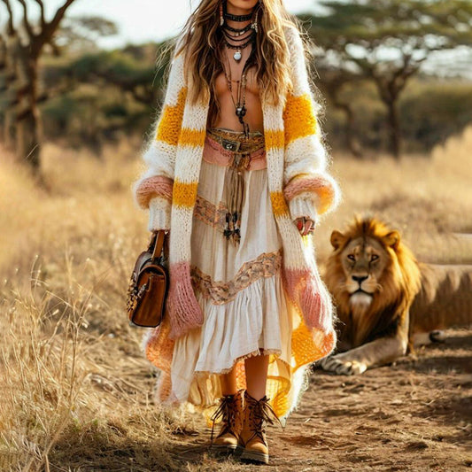 Women's Patchwork Pattern Print Cardigan elevenforest