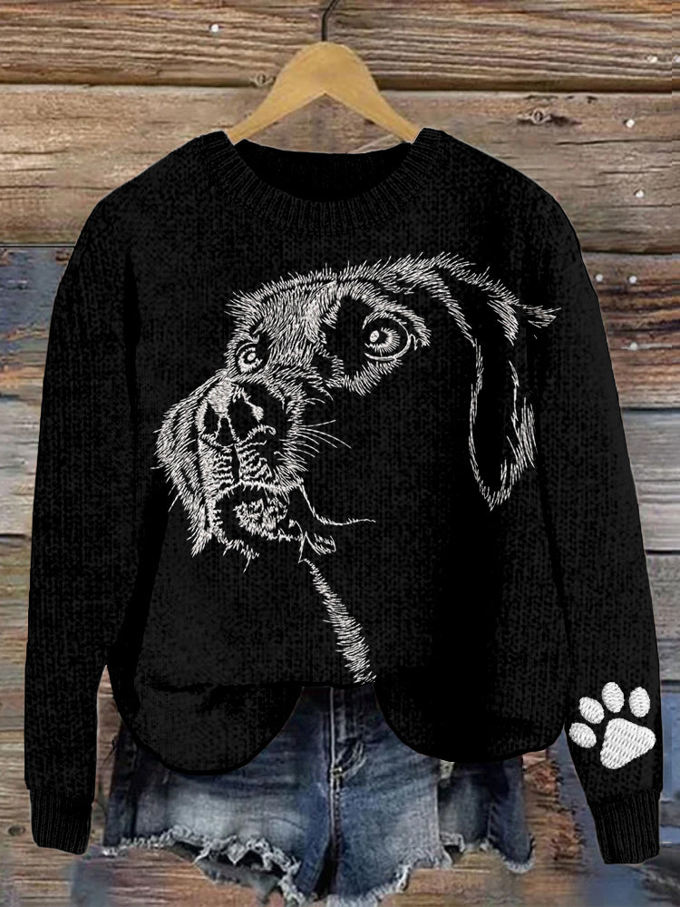 Comstylish Labrador Retriever Embroidered Cozy Sweater