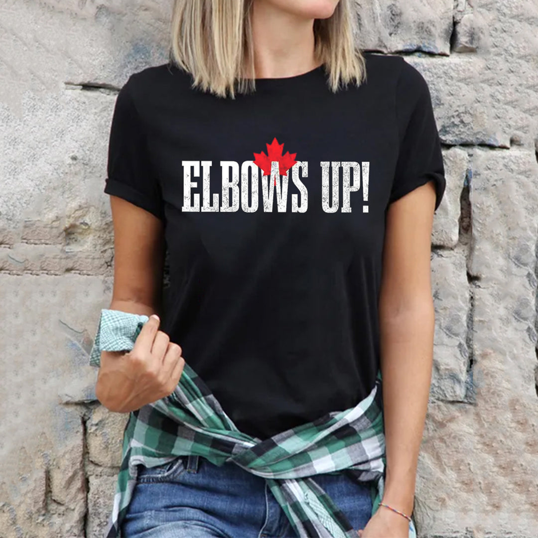 Retro Elbows Up Canada True North Strong And Free Art Pattern T Shirt elevenforest