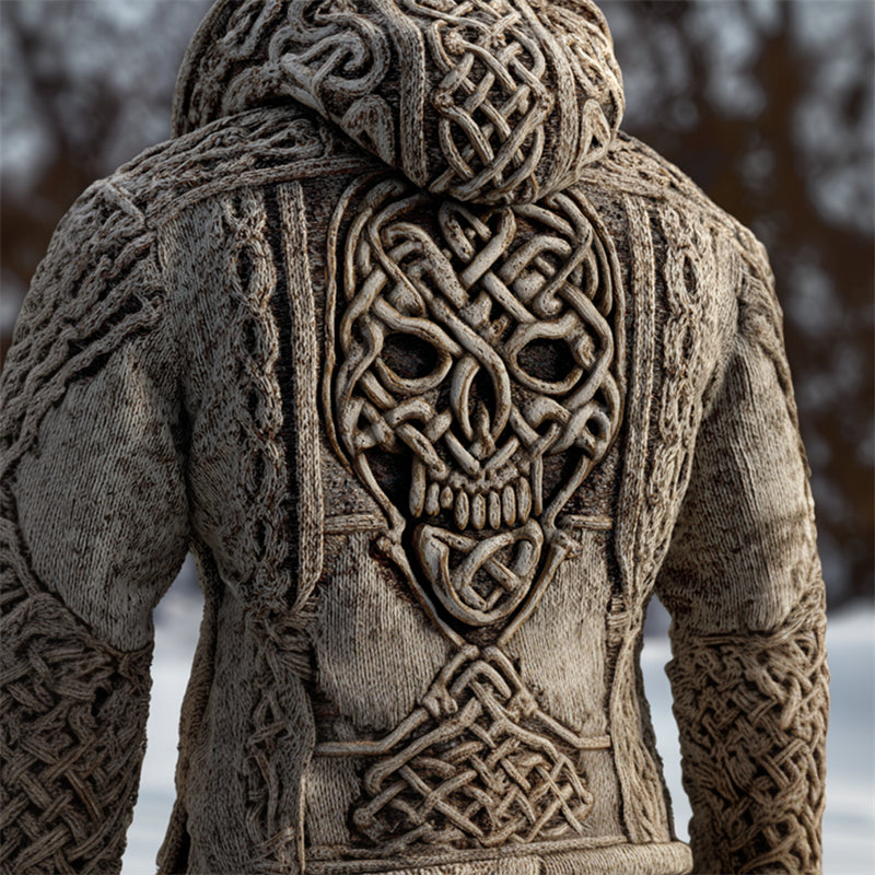 Men's Viking Celtic Skull Cozy Chunky Hooded Sweater artswardrobe