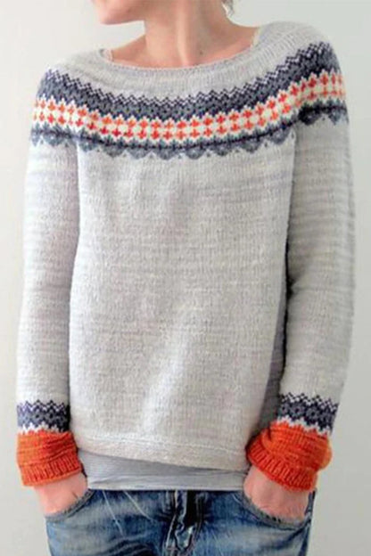 Maglione in cotone con motivi vintage