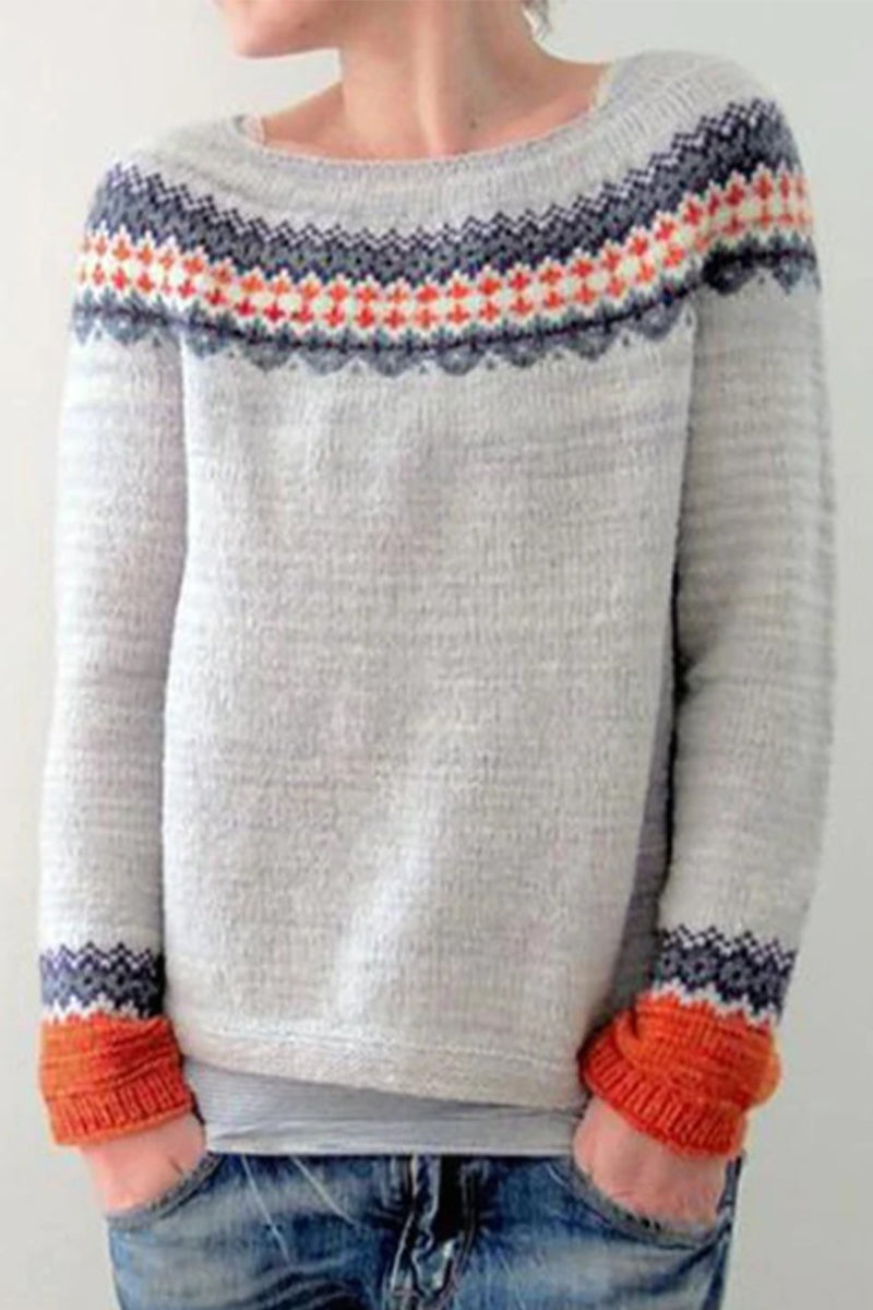 Maglione in cotone con motivi vintage
