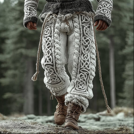Men's Viking Style Celtic Knot White Pants artswardrobe