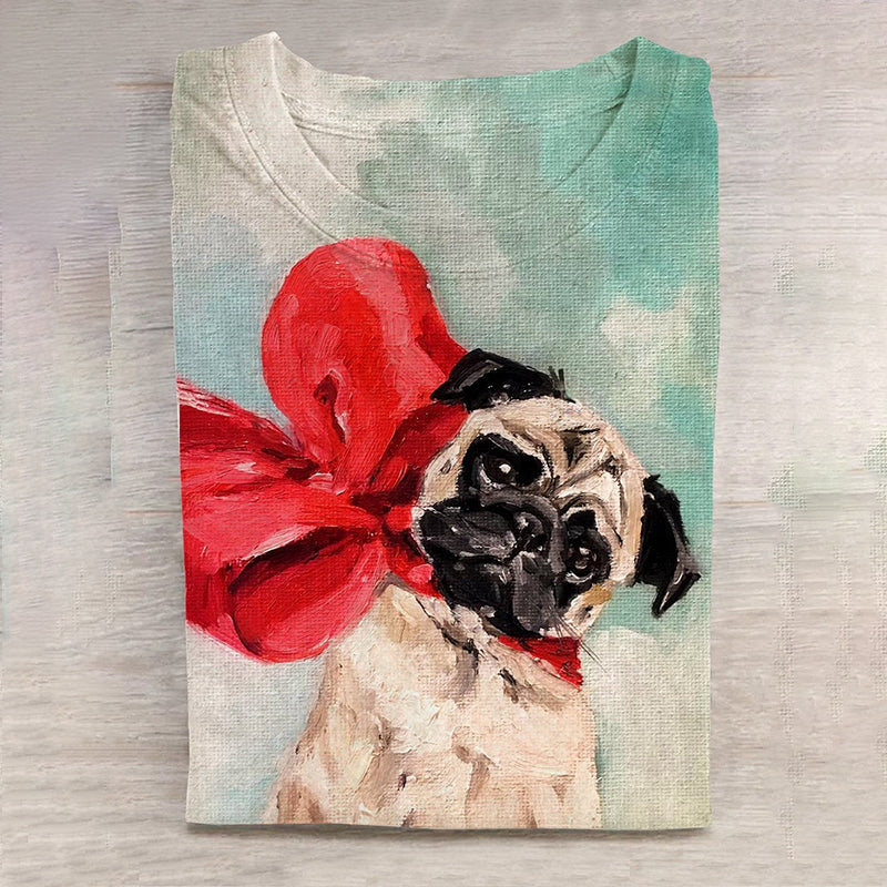 Comstylish Dog Print Crew Neck Short Sleeve T-Shirt