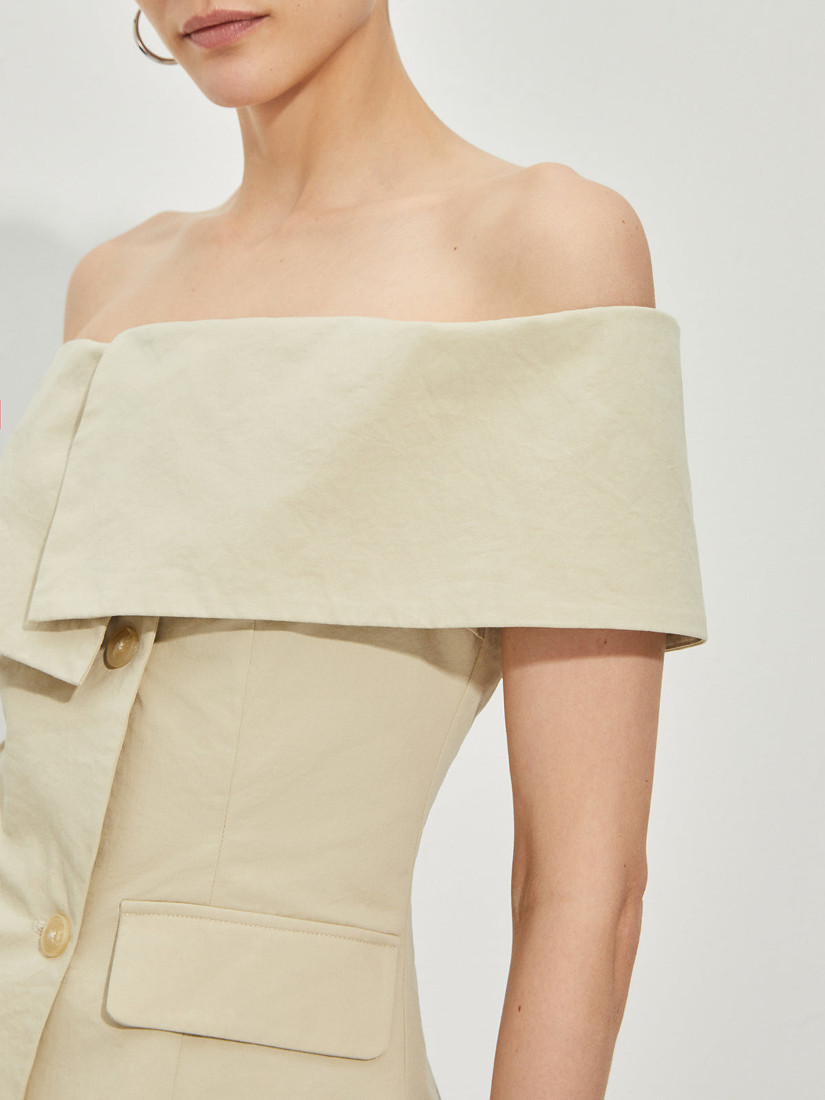 LP | Blazer Épaule Nue Ajusté à Motifs Patchwork