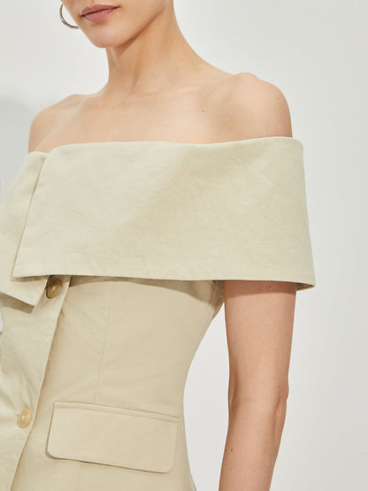 LP | Blazer Épaule Nue Ajusté à Motifs Patchwork