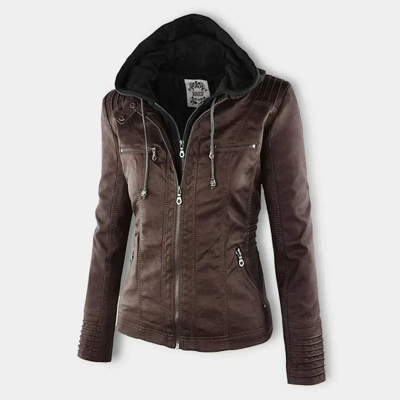 LP | Giacca in pelle da donna con cappuccio