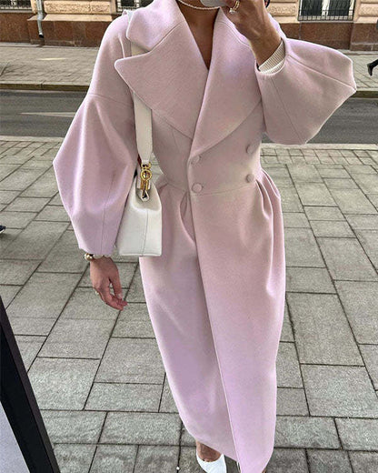 LP | Cappotto in lana vintage con maniche a lanterna e risvolti