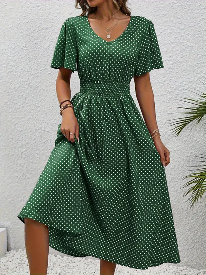 ER | Abito casual stampato con maniche corte