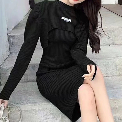 LP | Abito a due pezzi con maniche a buffet e gilet a foulard