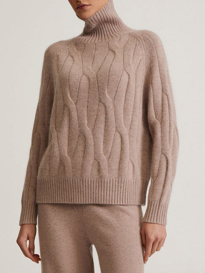 LP | Elegante maglione a collo alto con lavorazione a cavo