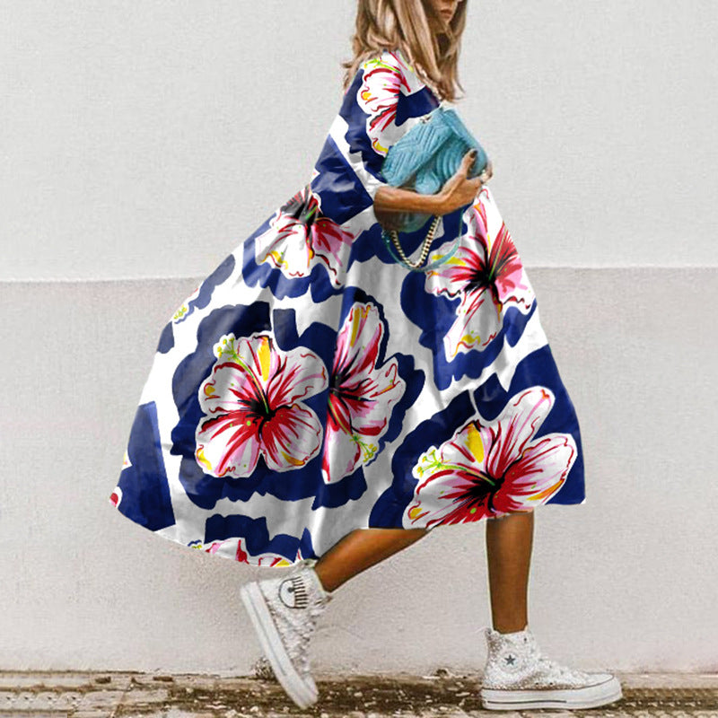 ER | Abito midi stampato con linea ad A