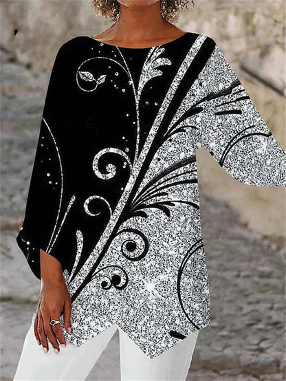 LP | Elegante blusa a maniche lunghe con stampa geometrica