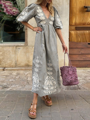 ER | Maxi abito con scollo a V floreale