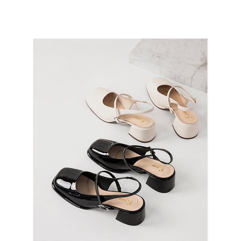 ER | Tacchi a blocco con fibbia da donna in ecopelle