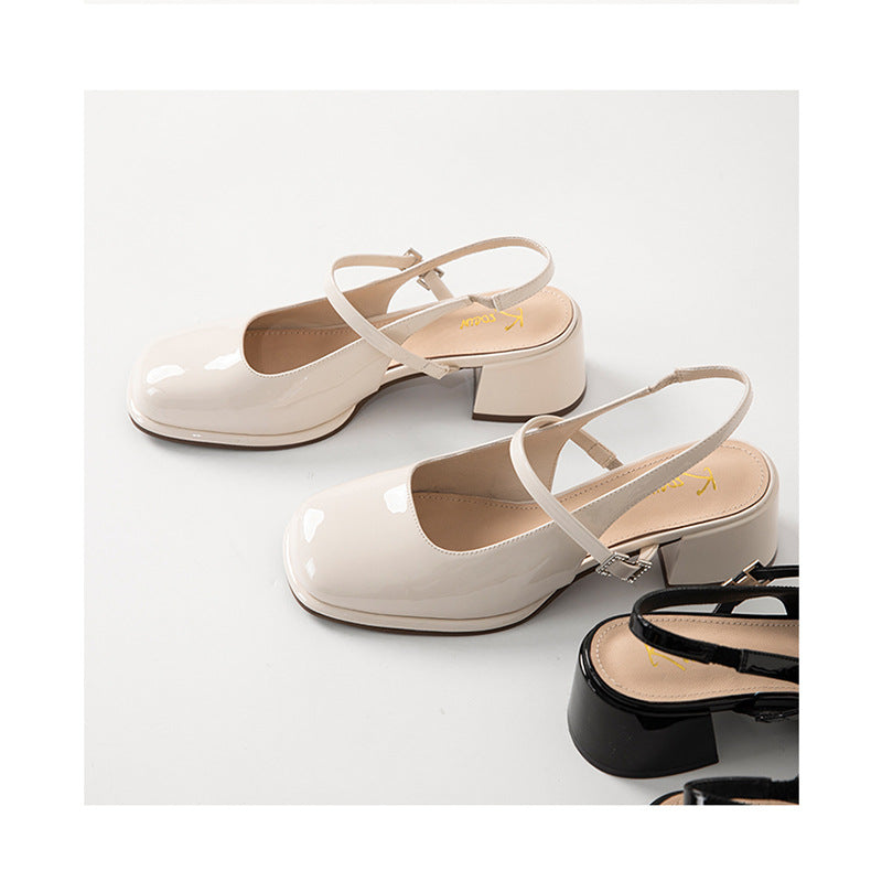 ER | Tacchi a blocco con fibbia da donna in ecopelle