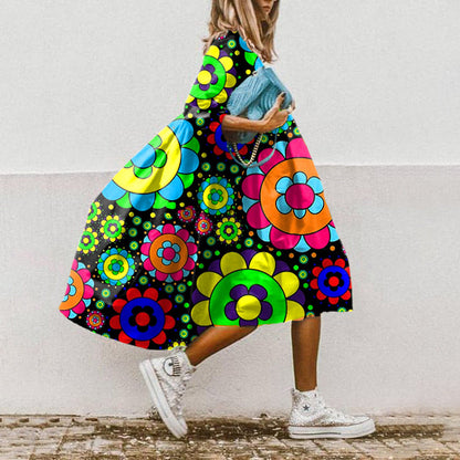 ER | Abito midi stampato con linea ad A