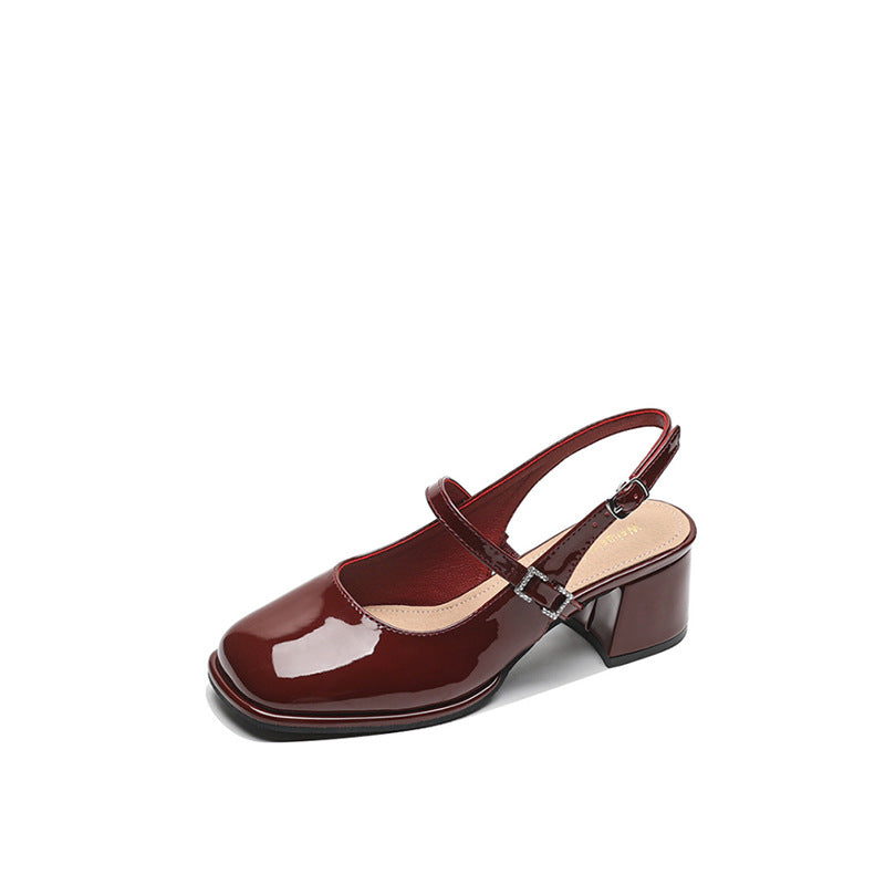 ER | Tacchi a blocco con fibbia da donna in ecopelle