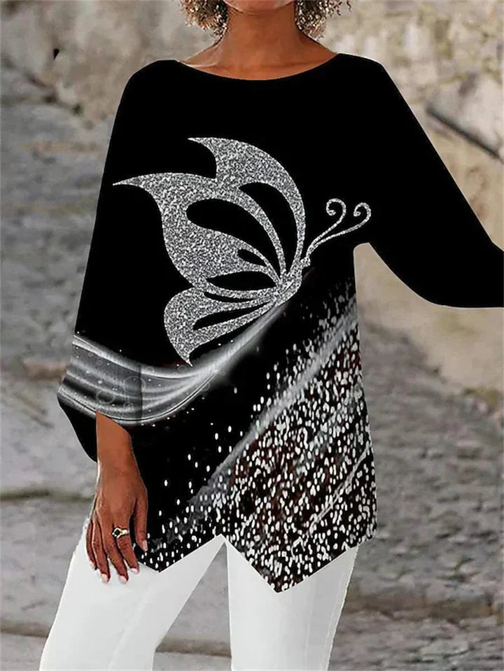 LP | Elegante blusa a maniche lunghe con stampa geometrica