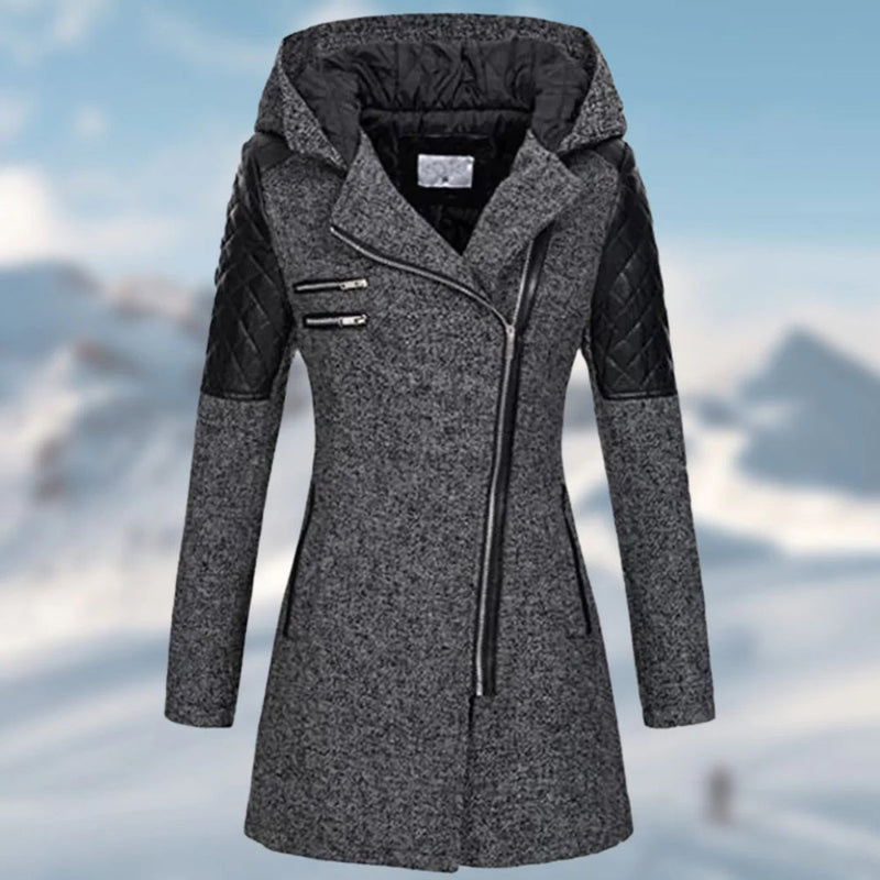 ER | Elegante cappotto asimmetrico in misto lana
