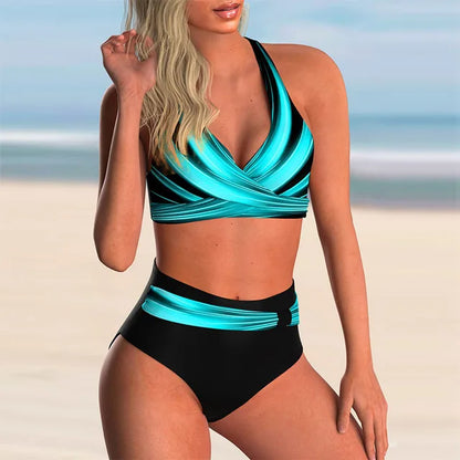 Yolanda® | High Waisted Push-up Halter Bikini Set