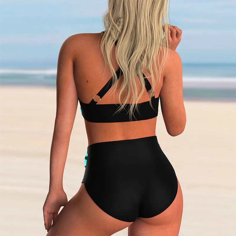 Brigitte® | High Waisted Push-up Halter Bikini Set