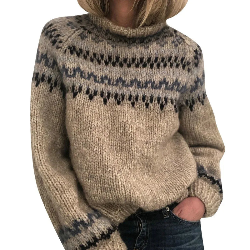 Maglione in cotone con motivo Fair Isle neutro misto