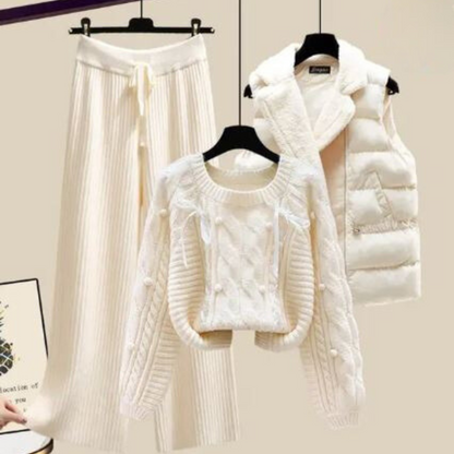 LP | Giacca da donna a tre pezzi con gilet, maglione largo e pantaloni a gamba larga