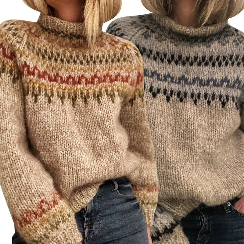 Maglione in cotone con motivo Fair Isle neutro misto