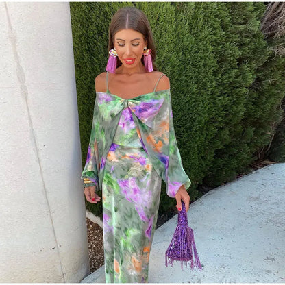 ER | Abito lungo con sciarpa staccabile