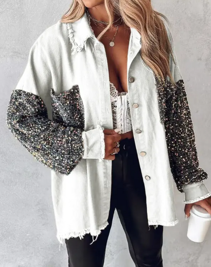 LP | cappotto a contrasto con paillettes per la primavera